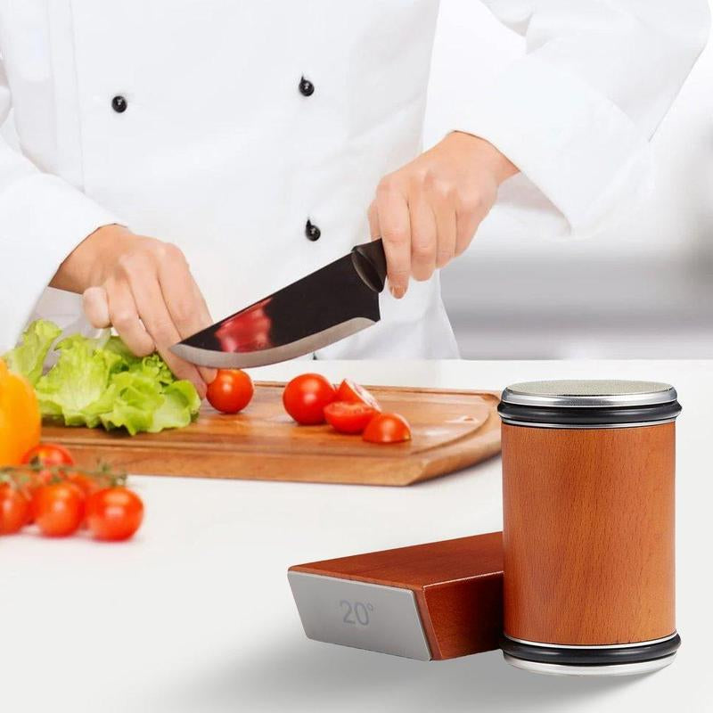 Rolling Knife Sharpener Set, 15°20° Kitchen Knife Magnetic Rolling Knife Sharpener, Diamond Sharp Curve Knife Sharpener, Wooden Handle Sharpening Stone, Diamond Ceramic Knife Sharpening Set for Honing Knives Sharpening Kitchen Gadgets Steel Kitchenware