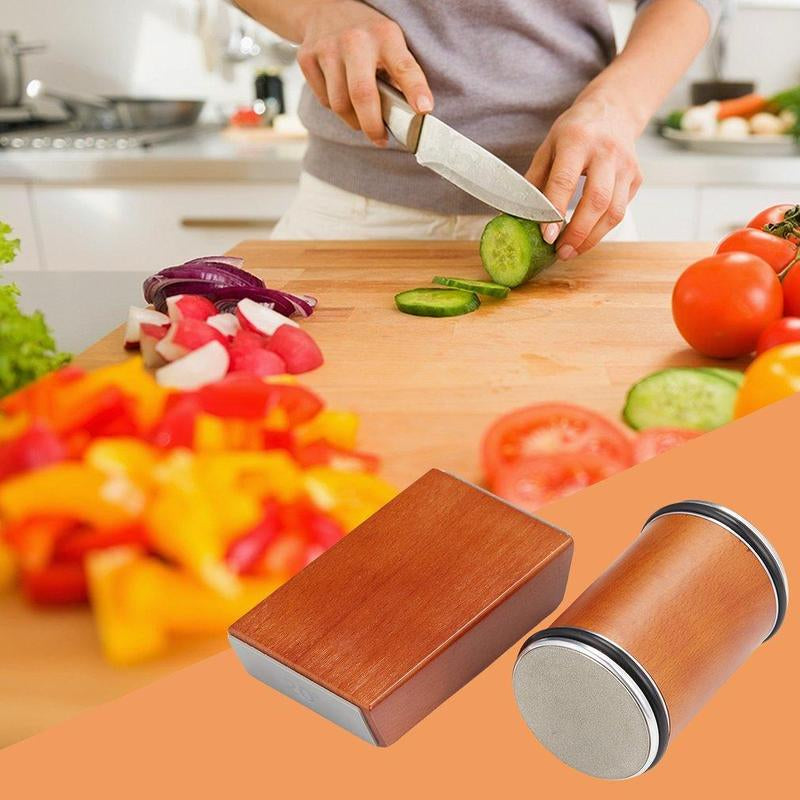 Rolling Knife Sharpener Set, 15°20° Kitchen Knife Magnetic Rolling Knife Sharpener, Diamond Sharp Curve Knife Sharpener, Wooden Handle Sharpening Stone, Diamond Ceramic Knife Sharpening Set for Honing Knives Sharpening Kitchen Gadgets Steel Kitchenware