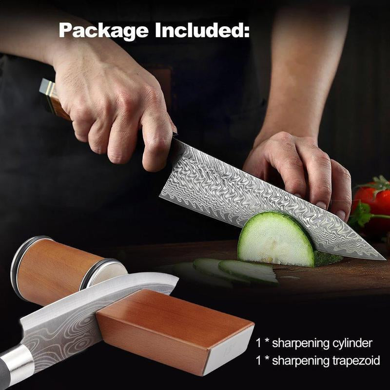 Rolling Knife Sharpener Set, 15°20° Kitchen Knife Magnetic Rolling Knife Sharpener, Diamond Sharp Curve Knife Sharpener, Wooden Handle Sharpening Stone, Diamond Ceramic Knife Sharpening Set for Honing Knives Sharpening Kitchen Gadgets Steel Kitchenware