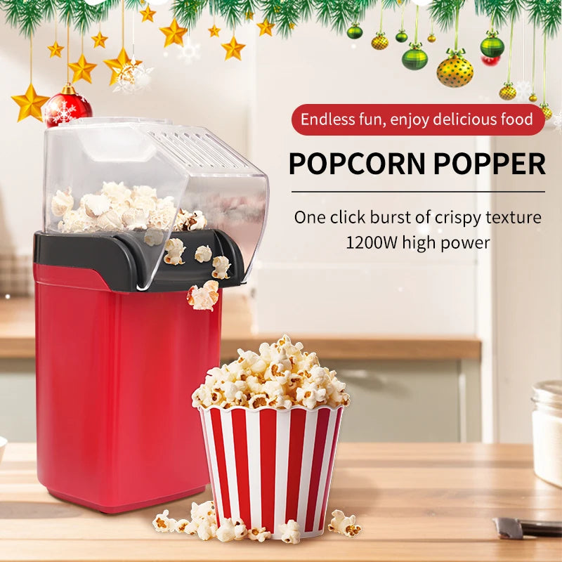 Automatic Kitchen Portable Fast Popcorn Maker 1200W Electric Hot Air Mini Popcorn Popper Maker Machine with Top Cover