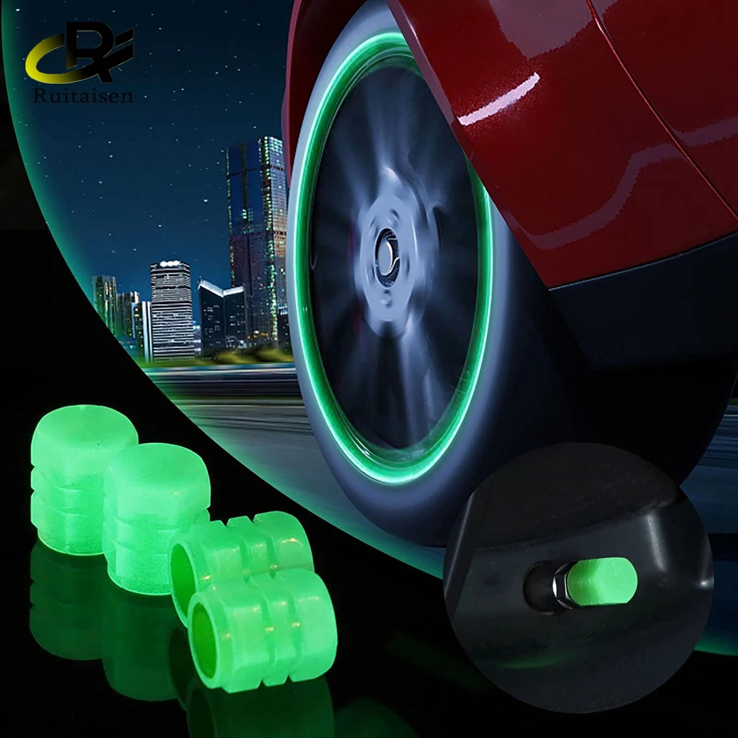 Luminous Valve Helmet Fluorescent Green Blue Night Glowing Car Motorcycle Bicycle Wheel Styling Tyre Hub Luminous Decorate