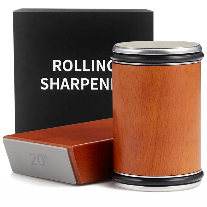 Rolling Knife Sharpener Set, 15°20° Kitchen Knife Magnetic Rolling Knife Sharpener, Diamond Sharp Curve Knife Sharpener, Wooden Handle Sharpening Stone, Diamond Ceramic Knife Sharpening Set for Honing Knives Sharpening Kitchen Gadgets Steel Kitchenware