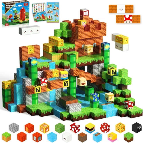 Magnetic Building Blocks Mine World Magnet Cube for Boys Girls Kids Ages 3+ DIY Stacking Construction Set Educate Sensory Toys